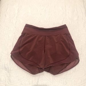 Lululemon Mauve 4” running shorts